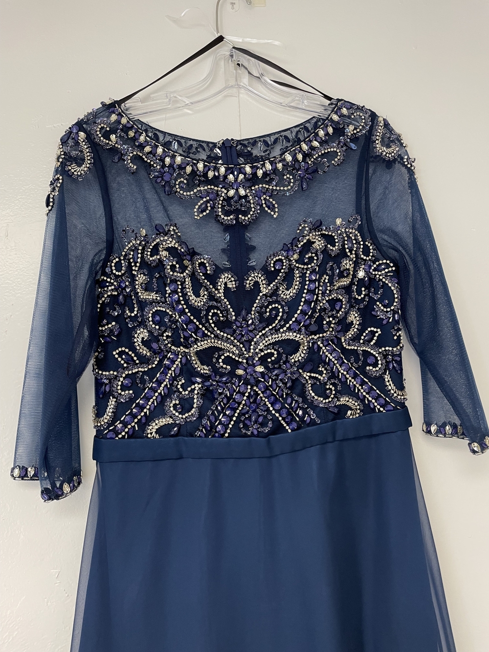 Dave & Johnny Navy Beaded Tulle Dress Size 10